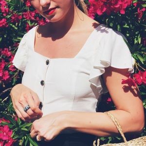 ZARA linen button front blouse